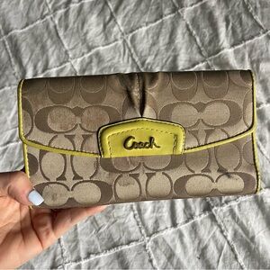 Coach Flap Wallet - yellow and tan signature
